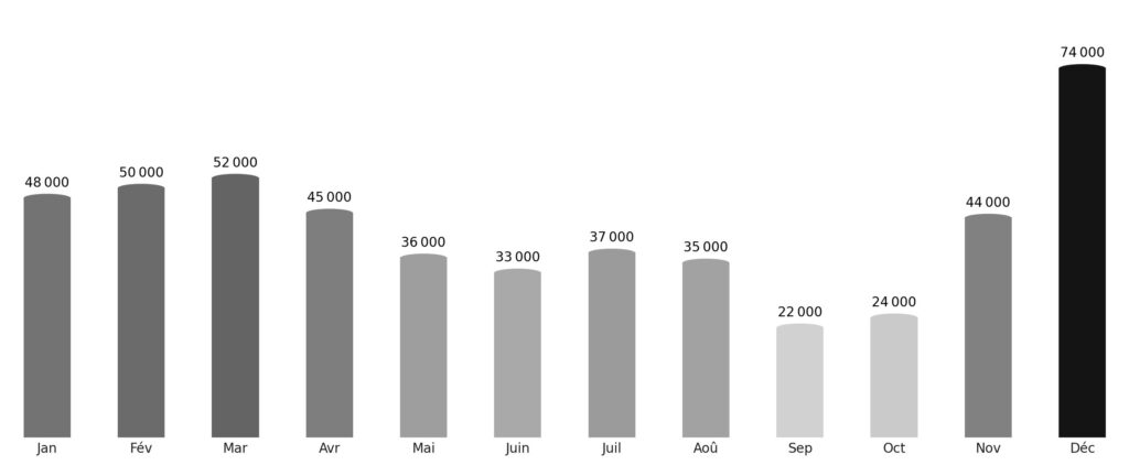 Affluence touristique mois par mois Belize