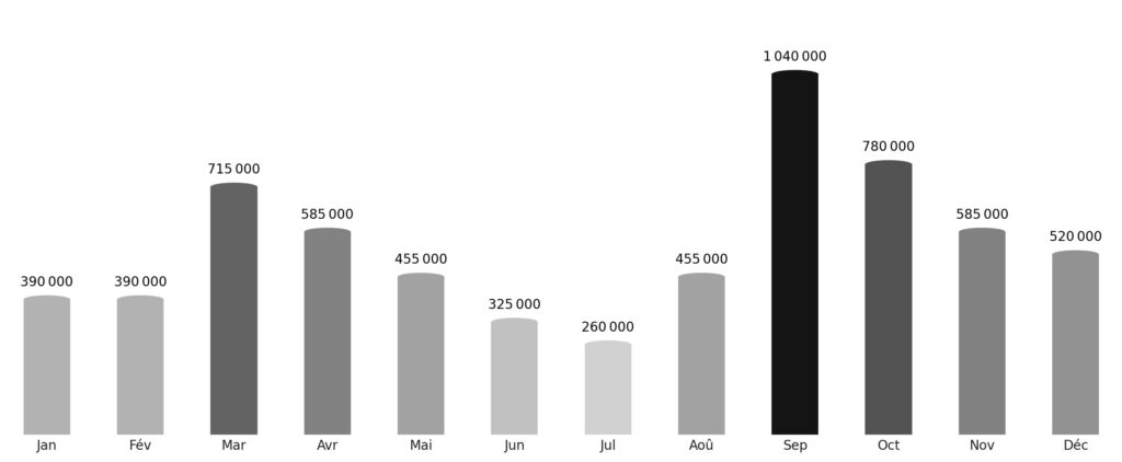 Affluence touristique mois par mois Irak