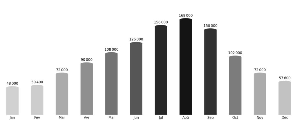 Affluence touristique mois par mois Tadjikistan