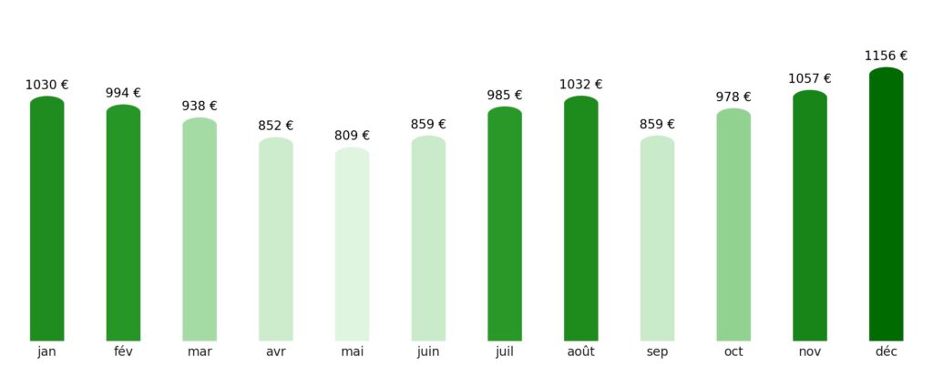 Prix vol + hotel par mois Inde