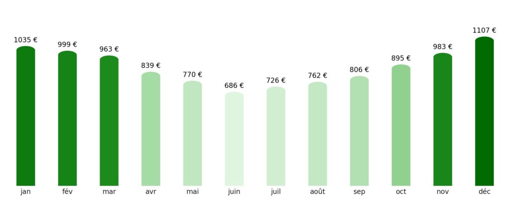 Prix vol + hotel par mois Émirats arabes unis